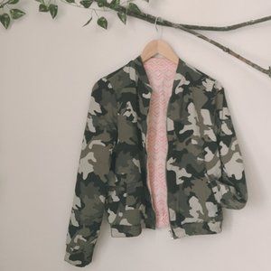 Mango Women's Reversible Camo Print Bomber Jacket, Size Medium
